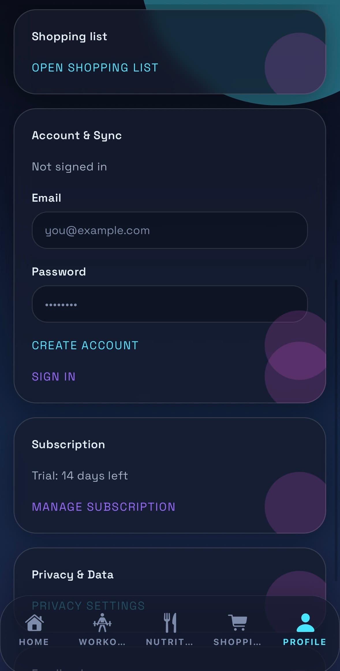 DailyMove profile and stats